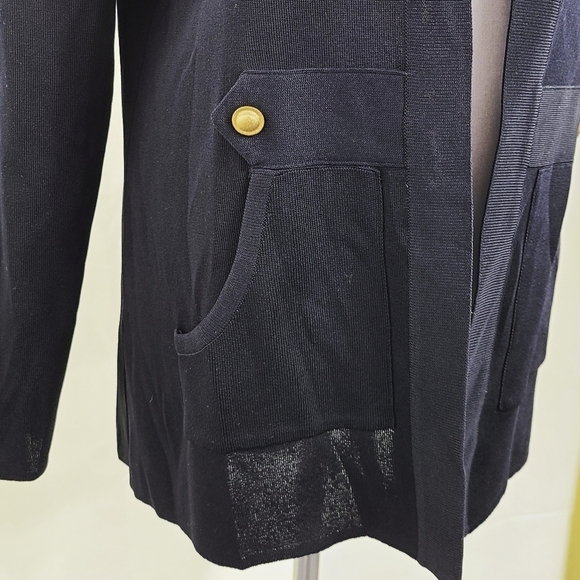 Misook black open front cardigan sweater lightweight knit - Picture 4 of 6